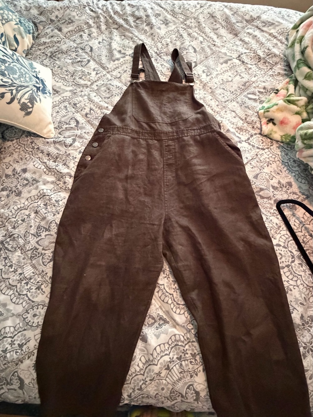 Vintage L.L.Bean Brown Linen Overalls Jumpsuit L Petite